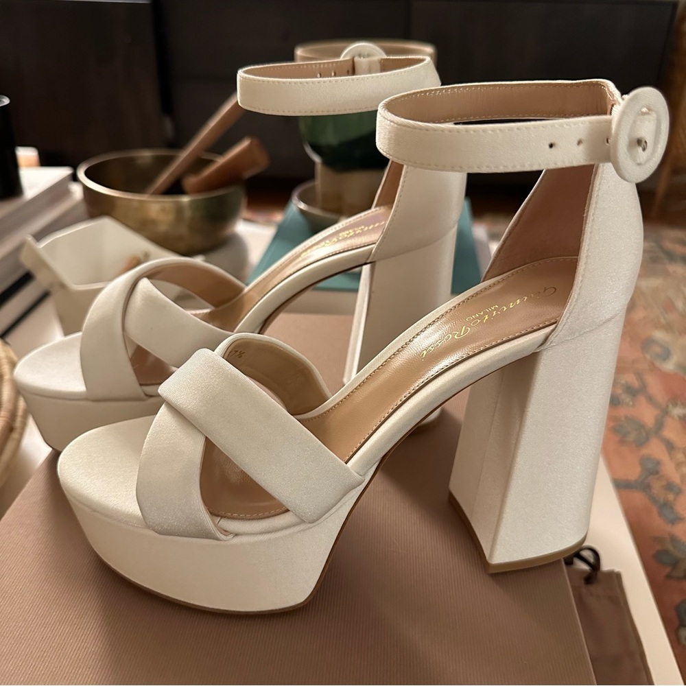 Gianvito Rossi Sheridan 70 Satin Platform Sandal 37.5
